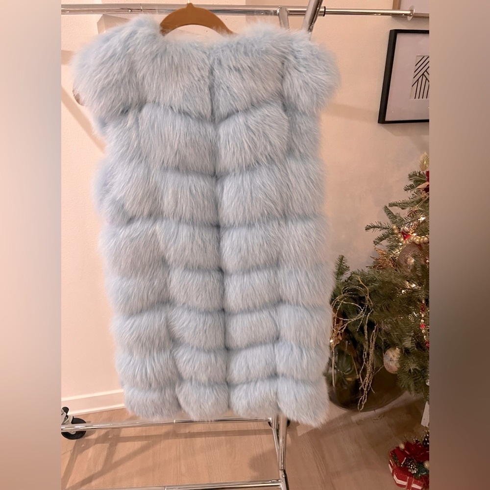 100% fox fur vest coat